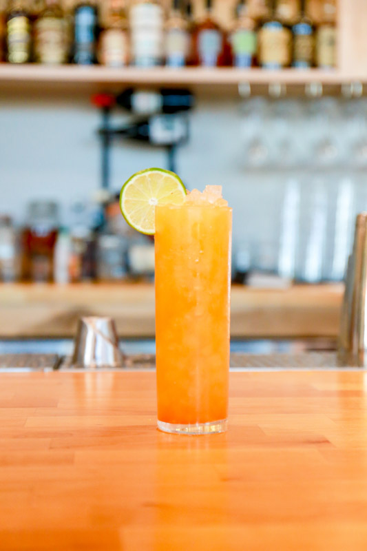 A tiki-style highball cocktail.