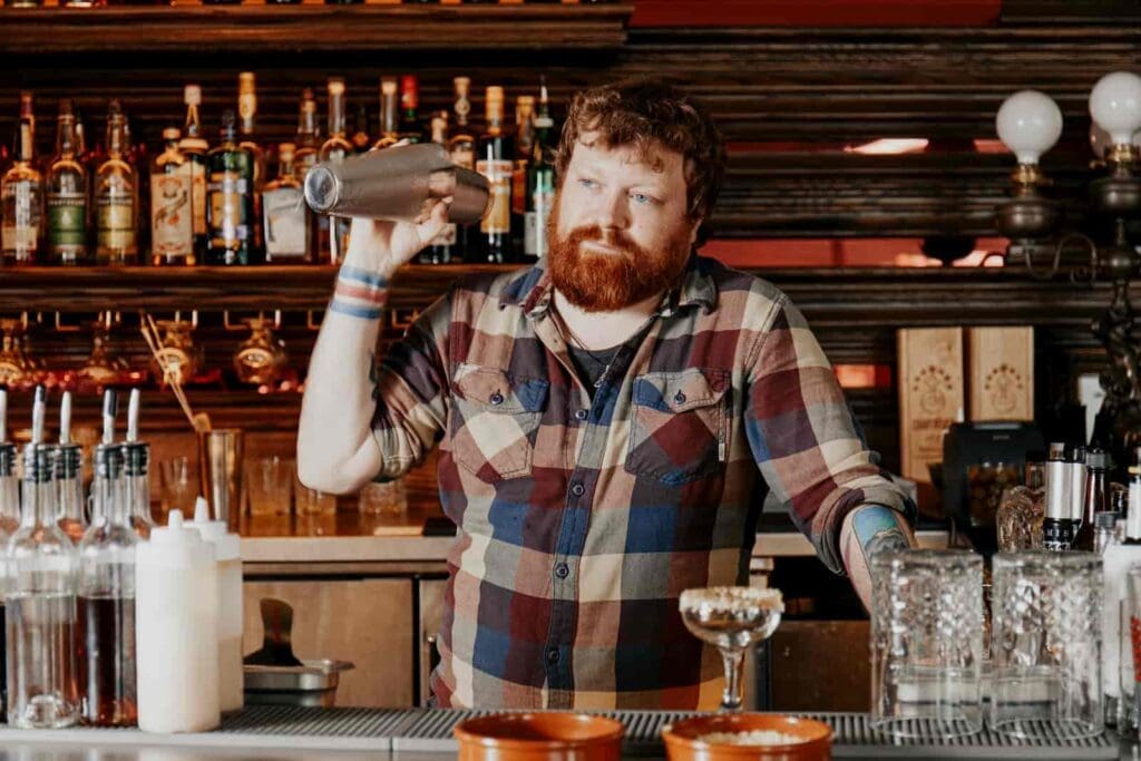 Jake shakes up an alcohol free cocktail at Ludivine.